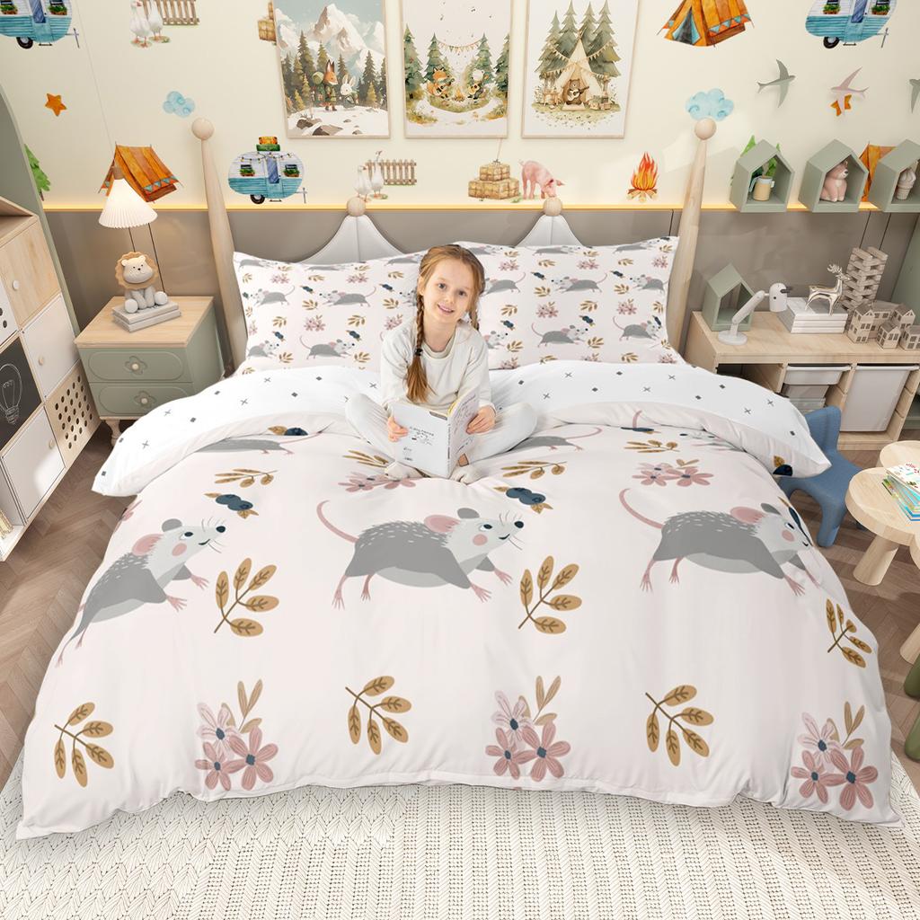 Homewish Cute Animal Duvet Cover Set 2Pcs/3Pcs For Kids Boys Girls Frog Dog Cow Bedding Set Rabbit Cat Fox Comforter Cover Set