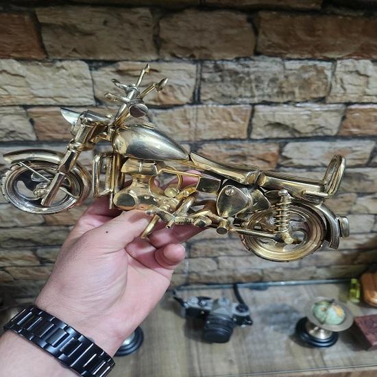 Handmade Pure Brass Bullet Motorcycle Sculpture Premium Heavy Weight Home Decor Unique Gift for Bikers  Model Working Wheels