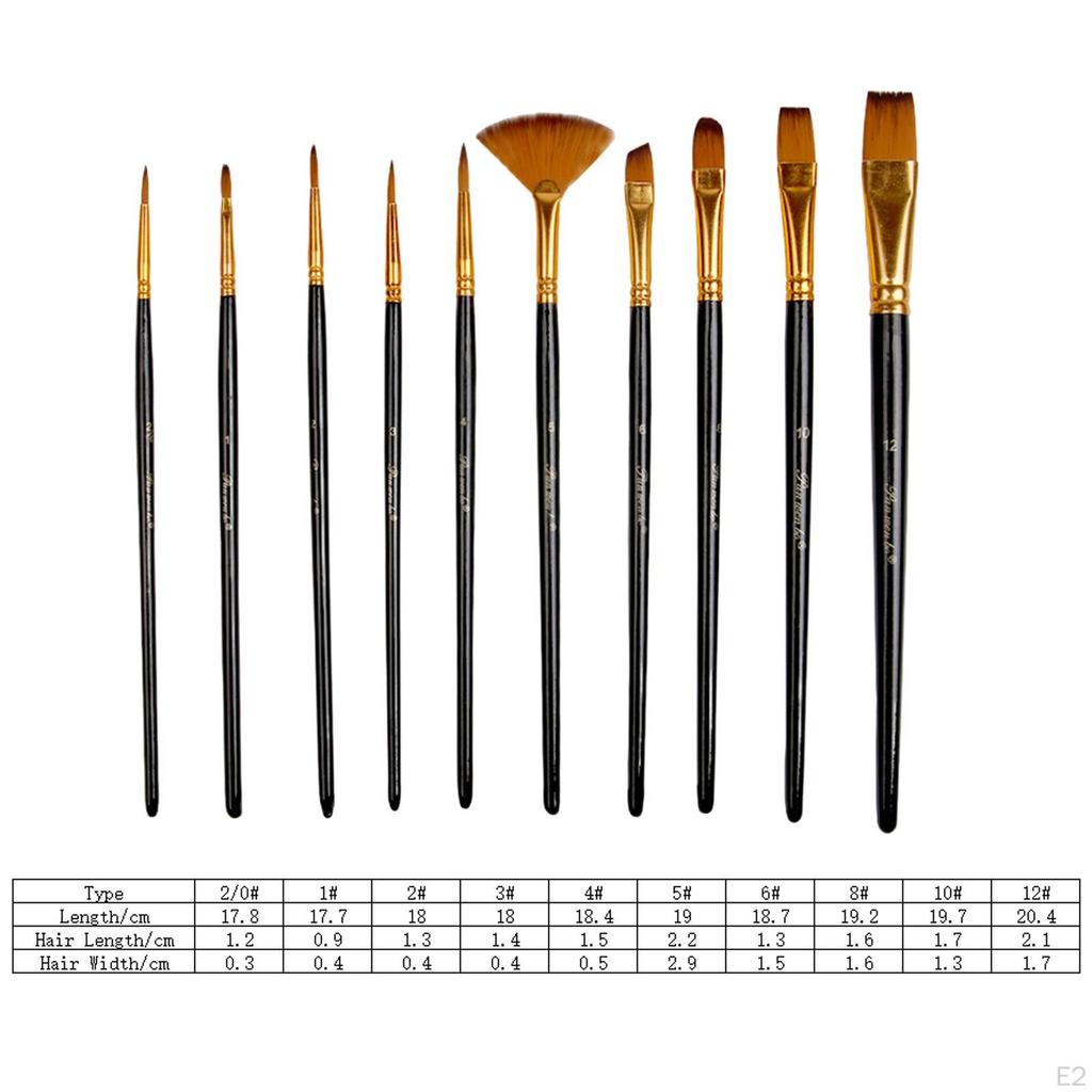 10 Pieces Paint Brush Set Acrylic Brush, Watercolor, Craft, Nylon Painting Kits ,Face Body