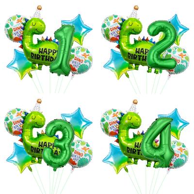 Green Cartoon Birthday Hat Dinosaur Aluminum Film Balloon Set Children'S Birthday Balloon Party Arrangement