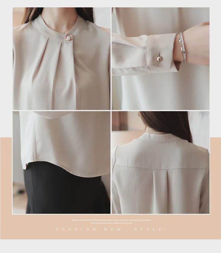 2025 Women's Korean Style Long-Sleeve Satin Chiffon Professional Shirt, Spring Collection