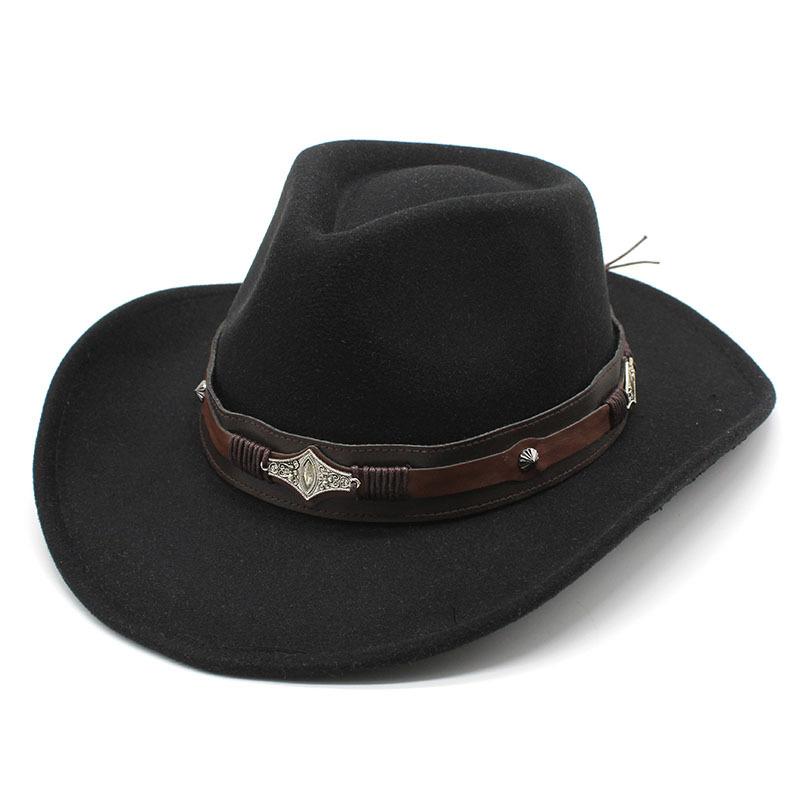 2022 neue Western Cowboy Hut Für Männer Mode Gürtel Gentleman La Cowgirl Jazz Kappe Kirche Fedoras Hüte gorros hombre