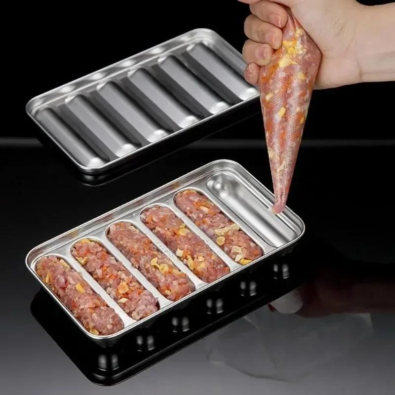 6 In 1 Sausage Maker Stainless Steel Mold DIY Hot Dog Handmade Ham Sausage Kitchen Tool for Making and Refrigerating Hot Dogs