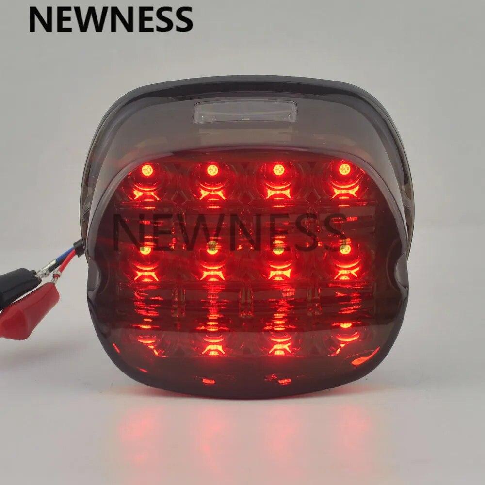 New 12V Smoke Red Taillight Lay Back LED Tail Brake License Plate Light For Harley Softail Fat Boy FXST Dyna Night Train FXD