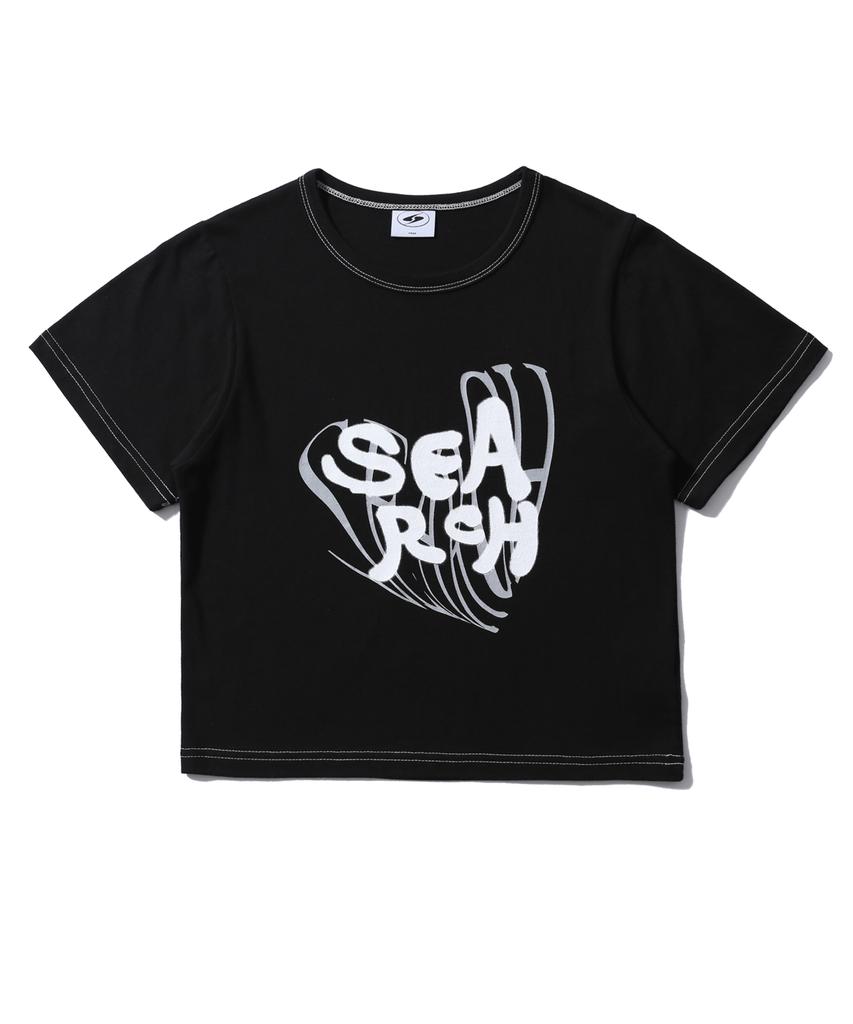 Sseochi410 Heart Lettering Crop Top Black