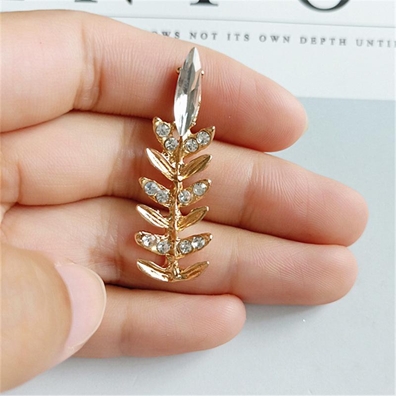 Engood 100Pcs Bamboo Rhinestones Branch Leaves Button Sewing Trim Embellishments Craft Buckle DIY Hair Wedding Bridal Decoration