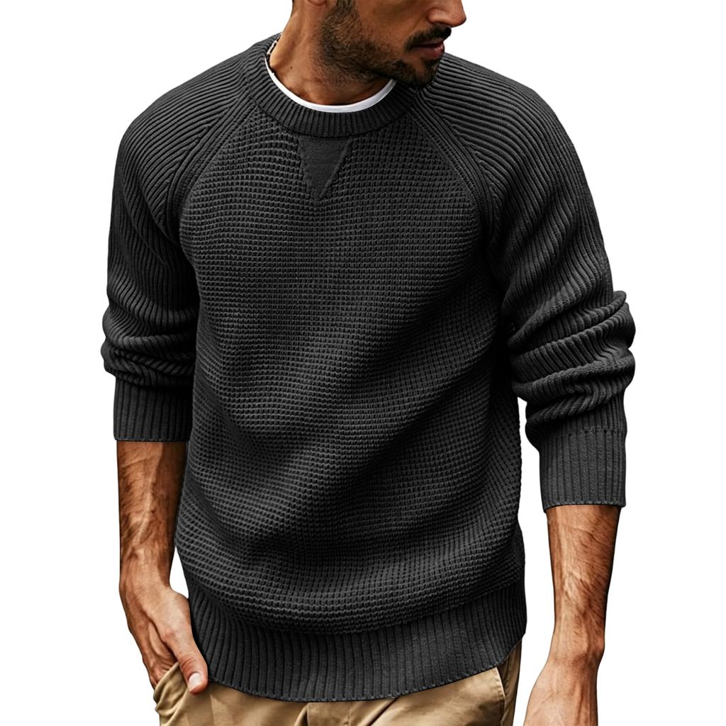 Men's Casual Loose Fit Long Sleeve Pullover Sweater Crew Neck Knitted Jumper Lightweight Comfortable Everyday Wear