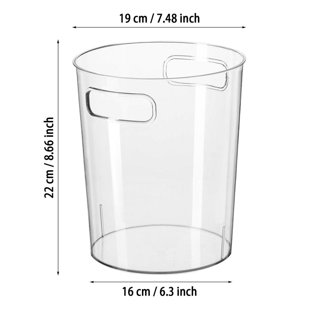 Household Supplies Transparent Rubbish Can With Handle Multifuctional Round Plastic Garbage Can Tabletop Storage Bottles