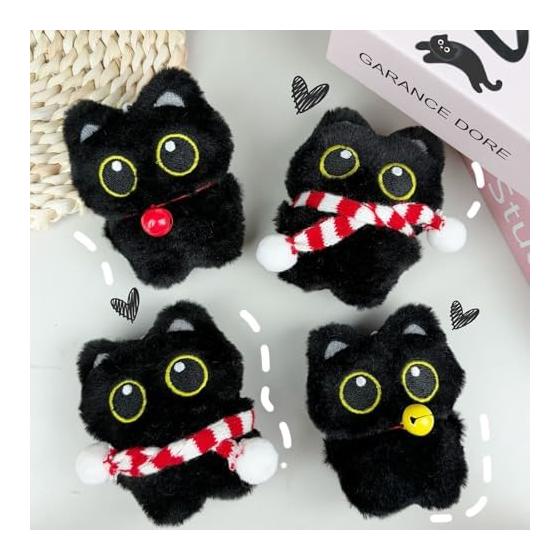 [TRkin] Black Cat Keychain Cute Cat Plush Keychain Charm - Birthday Gift for Women