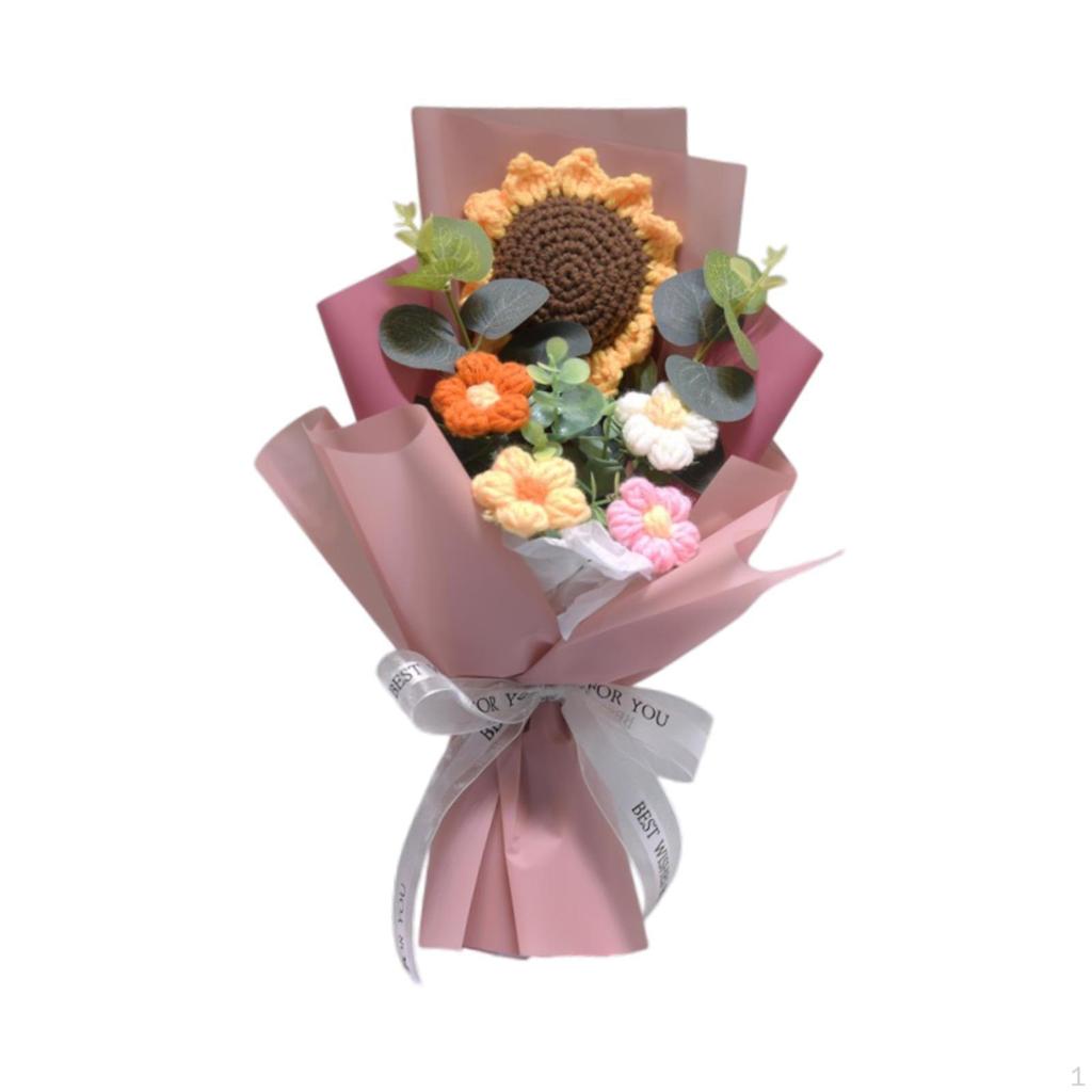 Artificial Flower Arrangement Knitted Bouquet for Home Decor Gift