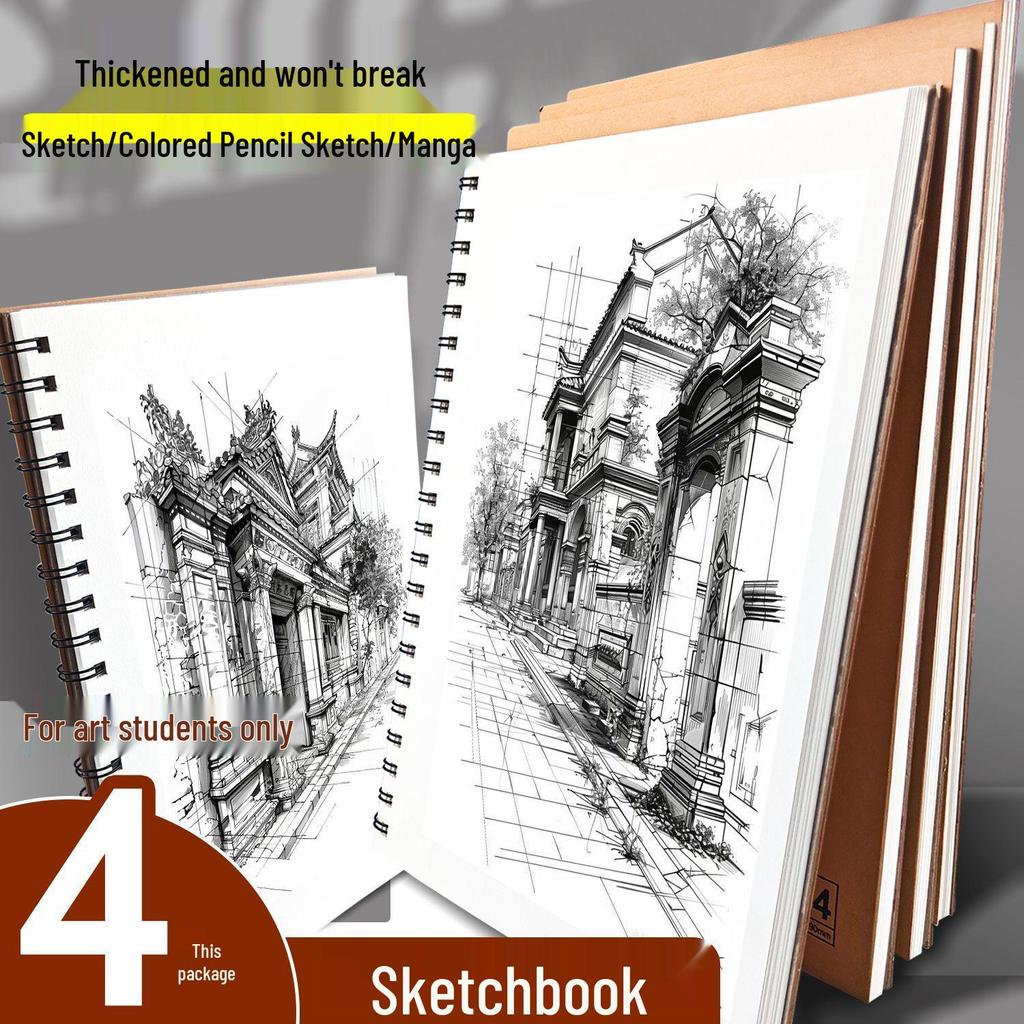 8K Thickened A4 Sketchbook: Art Student Special, 16K Hand-Painted & Marker Drawing Paper