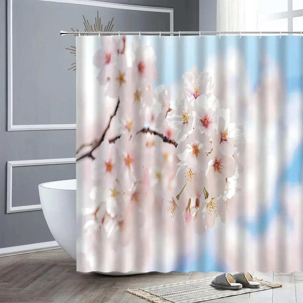 Duschvorhang Garten Bunte Blumen Natürliche Landschaft 3D Wasserdichtes Gewebe Badezimmer Vorhänge Badezimmer Zubehör Badezimmer Dekor