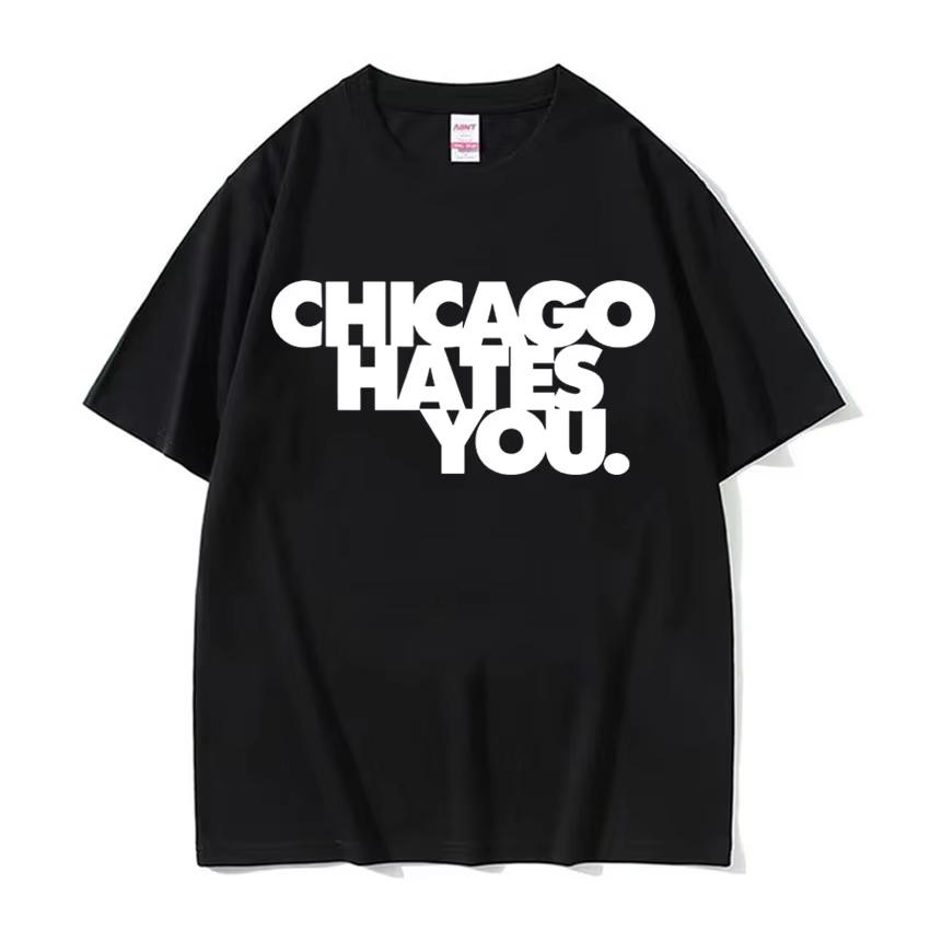 

Футболка в том же стиле, что и у рэпера Chief Keef, Chicago Hates You, мужская, Харадзюку, хип-хоп, винтажная, повседневная, из хлопка, оверсайз S