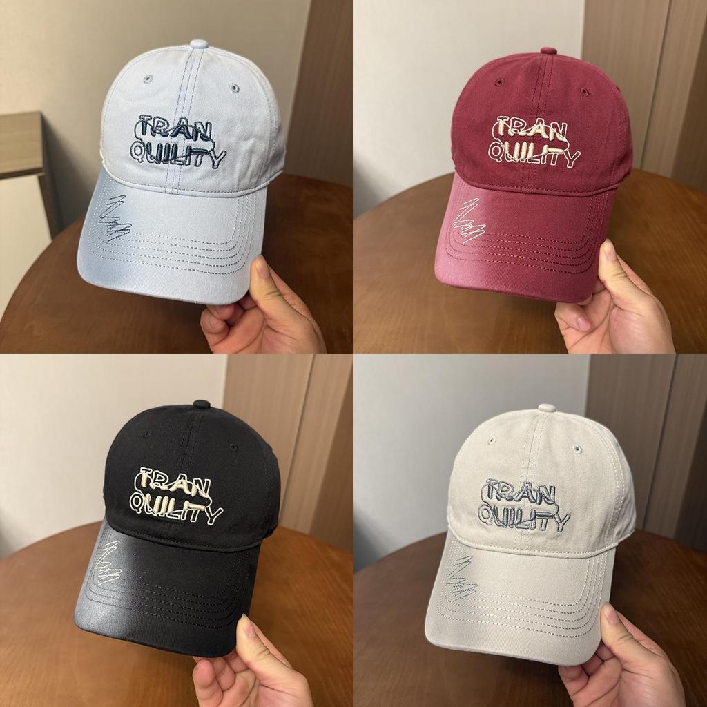 Summer Cotton Baseball Hat With Embroidered Letters For Outdoor Activities