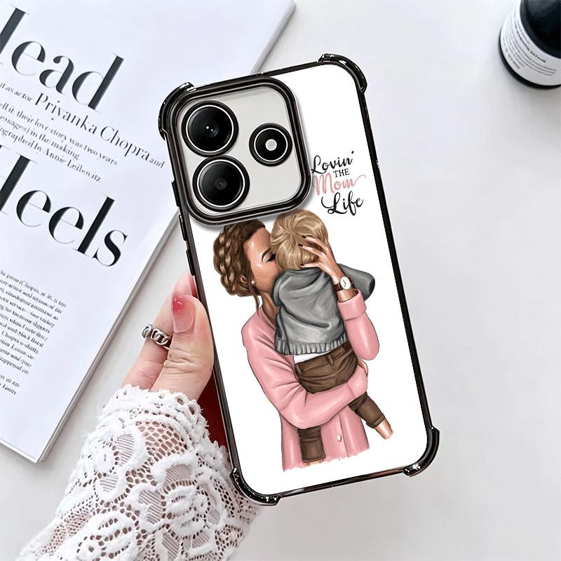 Baby Mom Girls Plating Phone Case For Xiaomi Redmi Note 14 15 Pro Plus 13 12 11 11S 11T 10 9S 9 5G Anti-Fall Airabag Cover