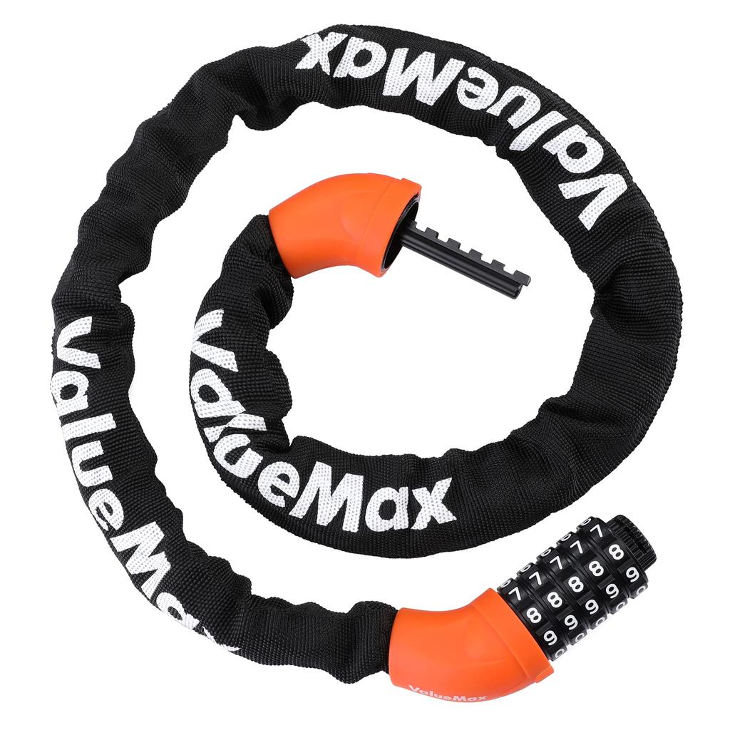 ValueMax Bike Dial Combination 6mm Zinc Alloy Customizable 100cm Lock, 5-Digit Lock, Reinforced, Password, Anti-Theft, Approx.