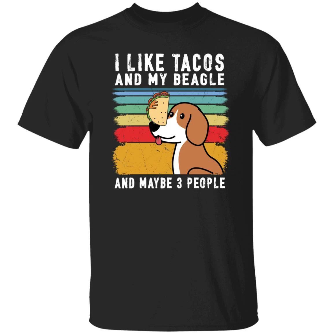 I like tacos and my beagle Retro Unisex T-shirt gift Beagle dog dad black 2XL