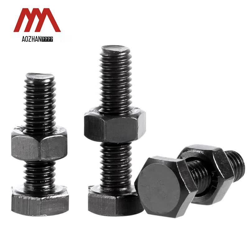 High-Strength Carbon Steel Hex Head Bolt & Nut Set, Blackened