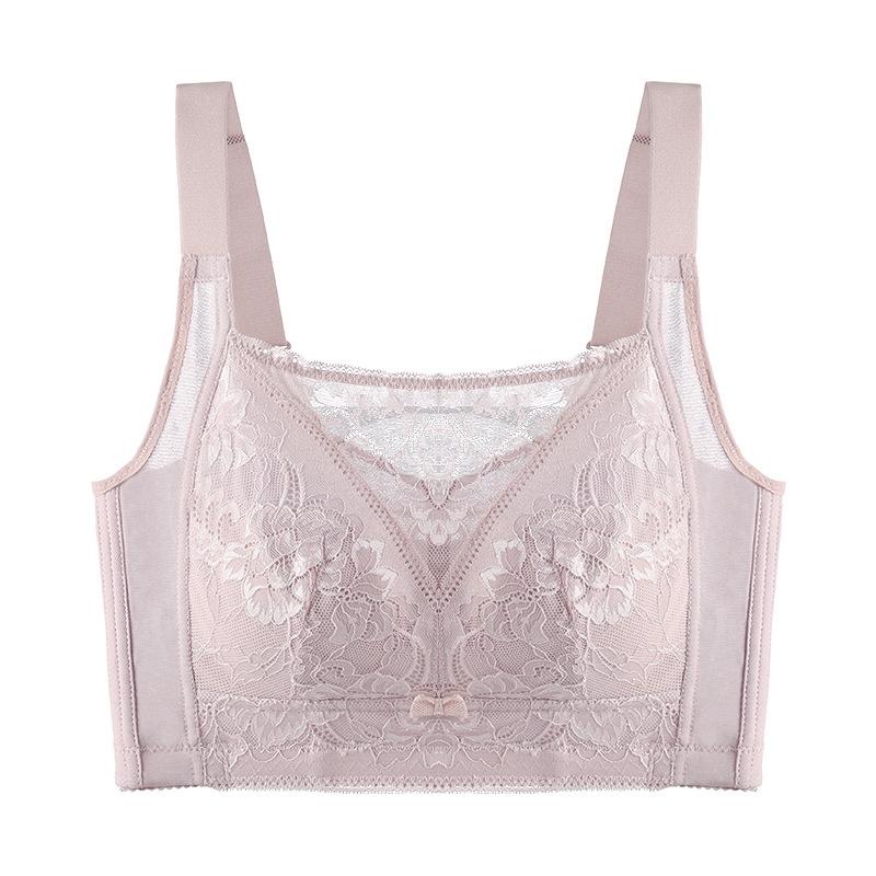 

Нижнее белье Женская летняя тонкая коллекция Бюстгальтер Боковые груди Против отвисания Регулируемый Пуш-ап бюстгальтер 42/95D розовый