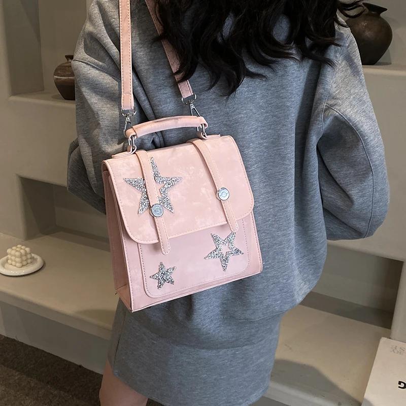 Solid zipper inner bag for women Flap PU backpacks internal compartment high-quality bags fashion