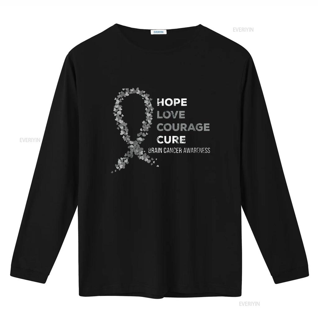 Womens Hope Love Courage Support Brain Cancer Awareness T Shirt Black 2X Large vintage Washed fashion Stretched homme Slightly