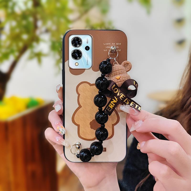 Soft Case Bear Bracelet Phone Case For ZTE Blade V40 Pro Anti-knock Silicone Dirt-resistant Back Cover Simplicity Cute