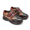 Johnature Retro Women Flats Shoes Genuine Leather Patchwork Printed Round Toe Comfortable Casual Platform Shoes