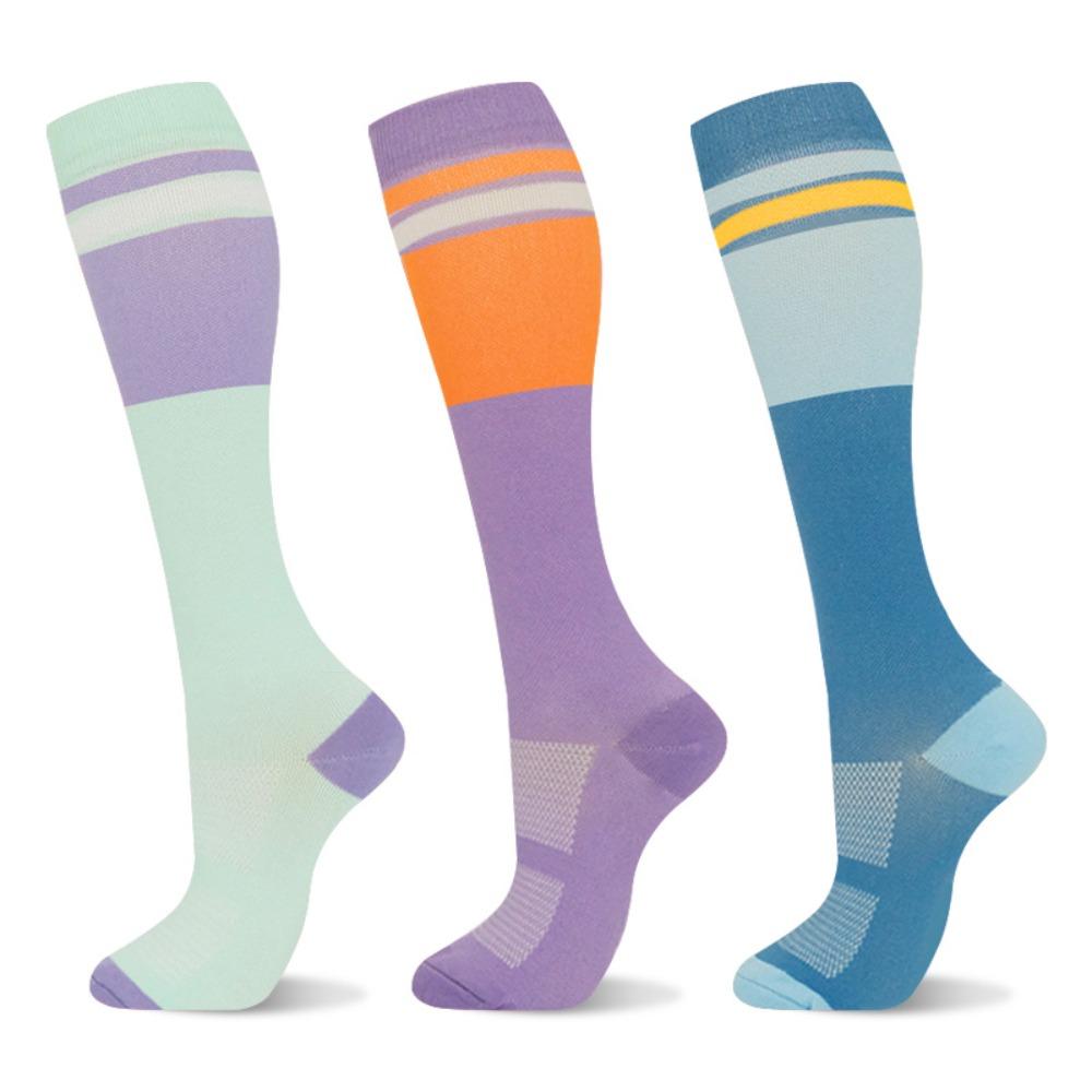 

3 Pairs Elastic Compression Hosiery Comfortable Support Circulation Socks Calf Stockings Running L/XL-Type1