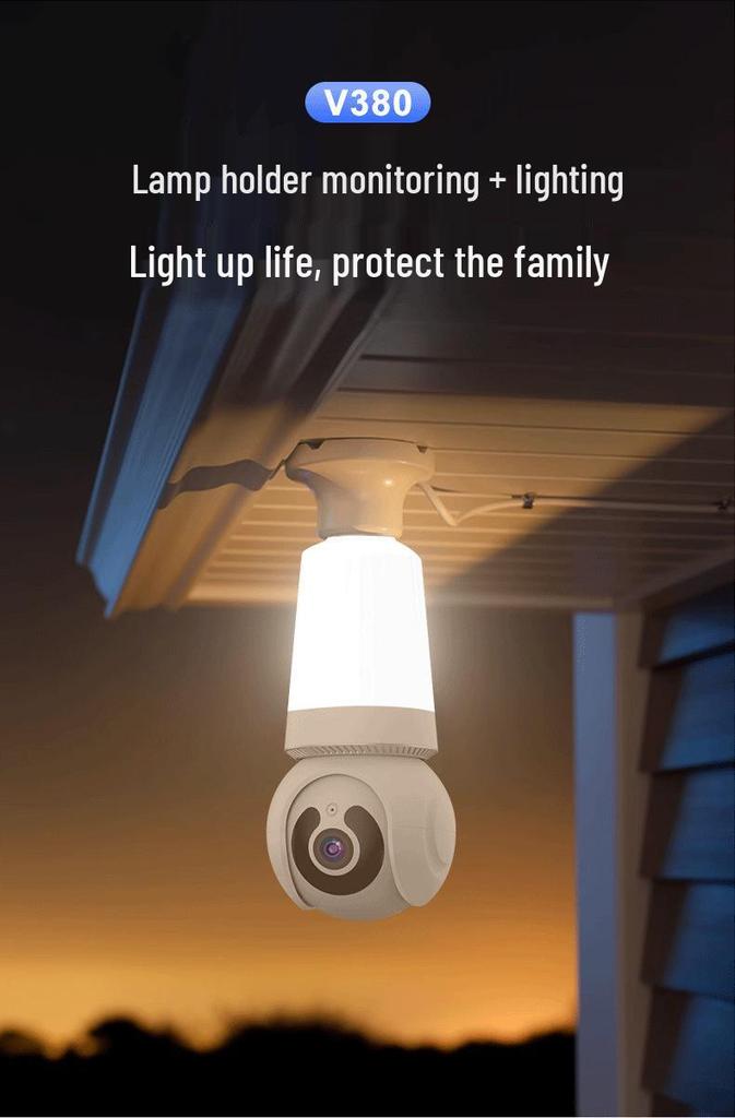 V380 Wireless WiFi Bulb Camera with HD Night Vision and Mobile Remote Control