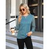 Spring Autumn Women's Plus Size Waffle Lace Splicing Long Sleeve Round Neck Top