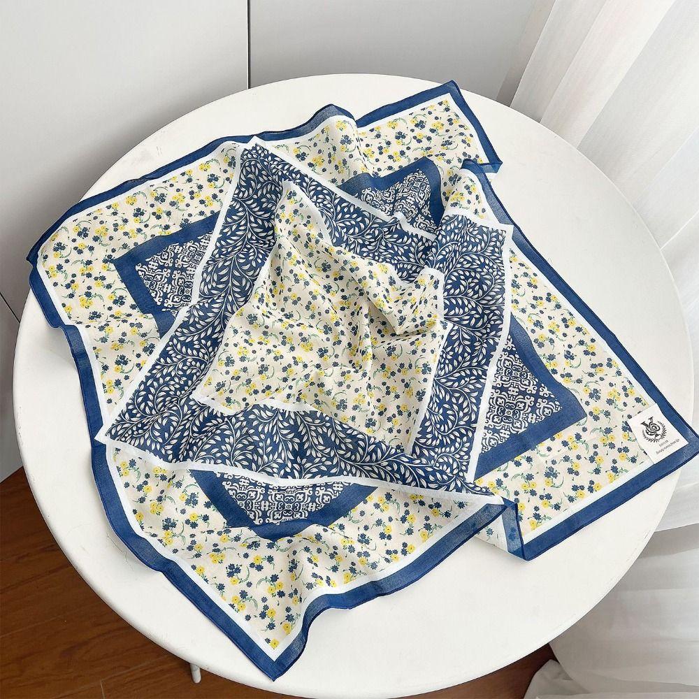 Thin Cashew Nut Print Silk Scarf Breathable Square Handkerchief  Clothing Accessories