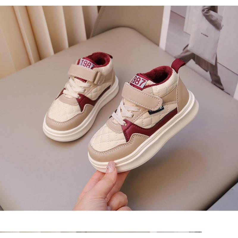 Children's shoes velvet autumn and winter new boys two cotton shoes girls baby high top board shoes children's sports shoes