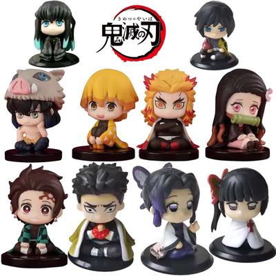 Q Posket Figure  Demon Slayer Mini Figurine 5Pcs 10Pcs Sets Kimetsu No Yaiba Small PVC Dolls Desktop Decoration