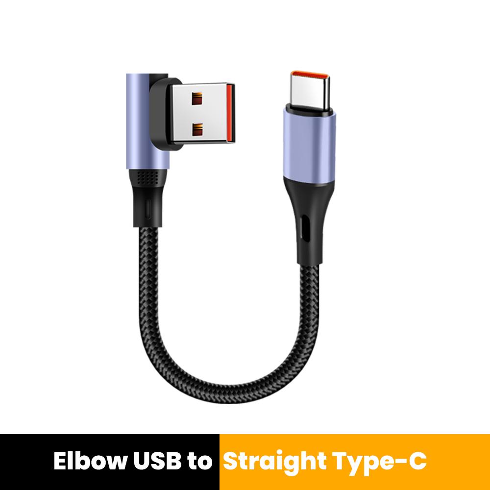 15CM 30CM Dual Elbow Type C to Type C Cable 90 Degree Short Power Bank Fast Charging USB C Data Cord  For iPhone 15 16 Samsung