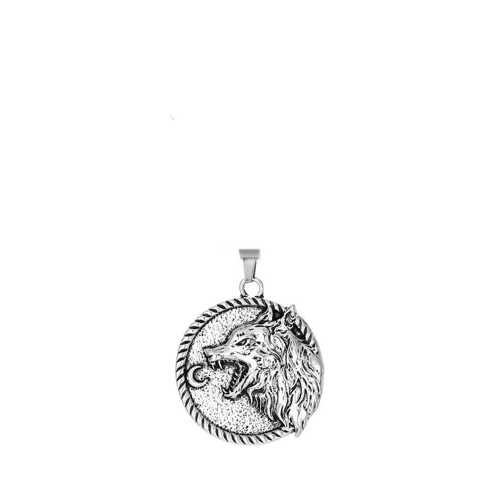 Nordic Viking Wolf Moon Pendant Retro Necklace