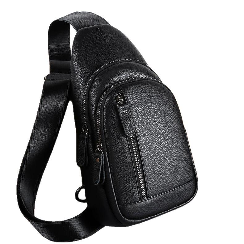 Men's Genuine Leather Crossbody Bag - Korean Style Casual Fashion Versatile Shoulder Bag