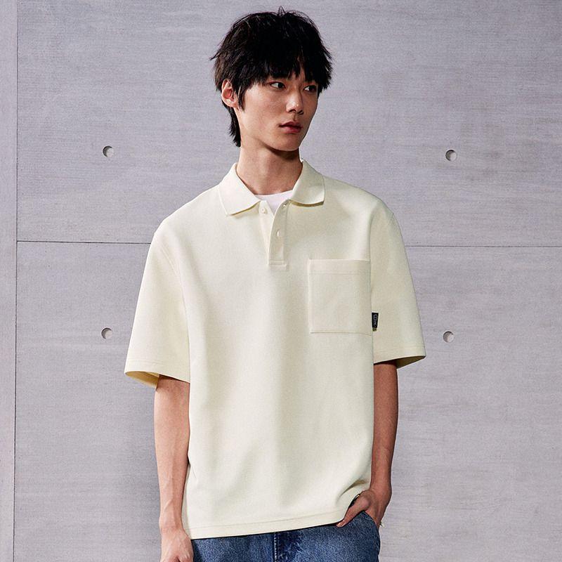 

Hm2025 Men s New Fall Wear Fashion Casual Casual Loose Design Waffle Polo Shirt 1271800 White 165/84