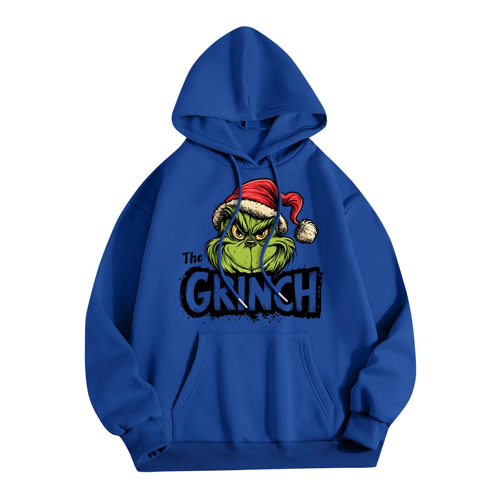 

Женская модная повседневная толстовка с капюшоном и карманами с рождественским принтом L