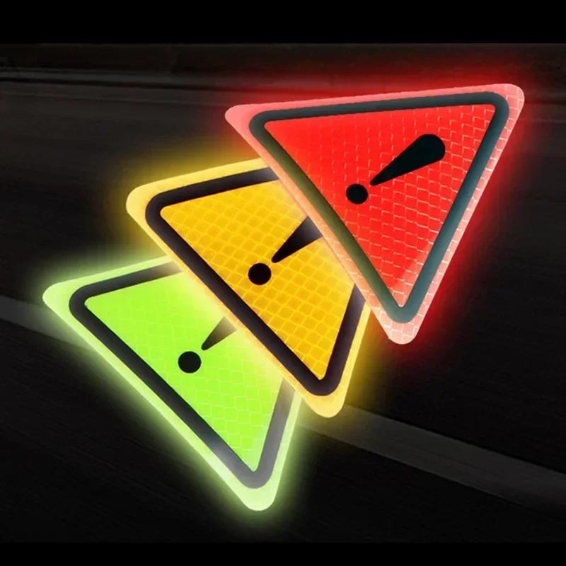 1PC Triangle Exclamation Mark Reflective Warning Sign Car Sticker Night Driving Safety Reflective Sticker for Car Anti-Collision