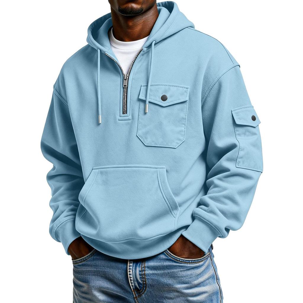 Men's Solid Color Sweatshirt Hoodie Men's Sports Large Size Casual Sweatshirt