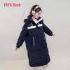 YAYA Women's 2024 Long Hooded Color-Block Down Jacket YE3B62277A6