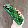 Checkered pattern PhoneCase Glass PhoneCase for Samsung Galaxy S26 S25 S24 S23 S22 FE Ultra Plus Built-in glass green Exquisite