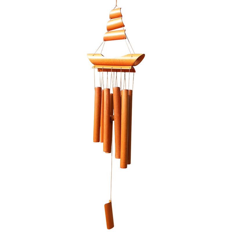 Natural Bamboo Outdoor Wind Chimes Handmade Vintage Style Garden Decor Hanging Ornament Eco-Friendly Home Door Window Decoration