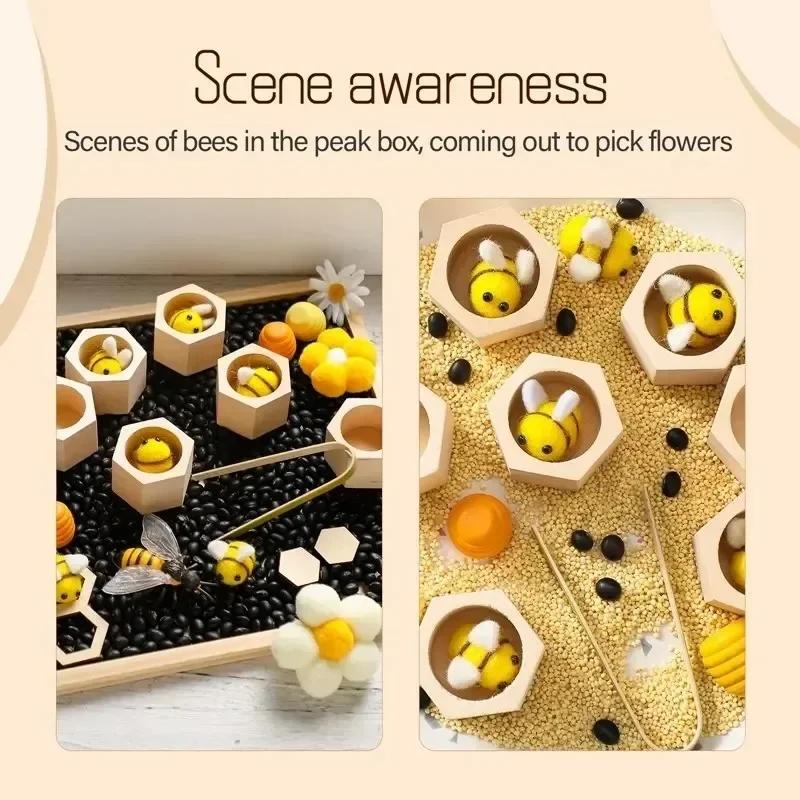 Wooden Bee Hive Sorting & Stacking Toys for Toddlers Learning Montessori Toys Fine Motor Skill Sensory Toys Kids Birthday Gift
