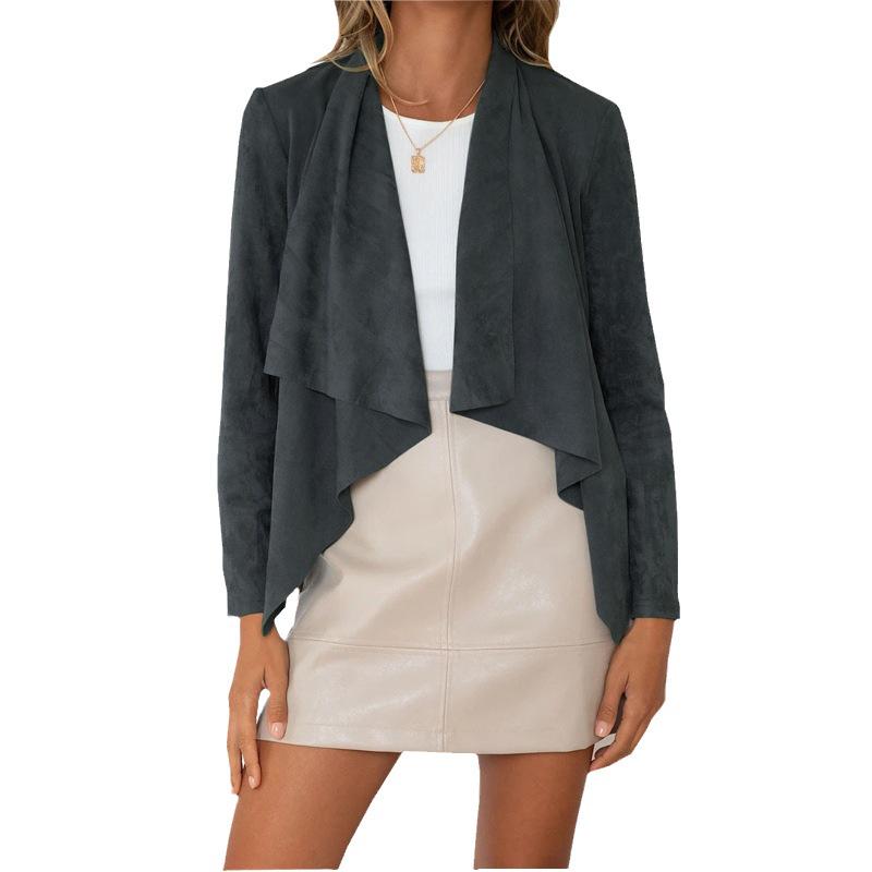 2025 Autumn/Winter Women's Faux Suede Casual Lapel Jacket: European & American Style
