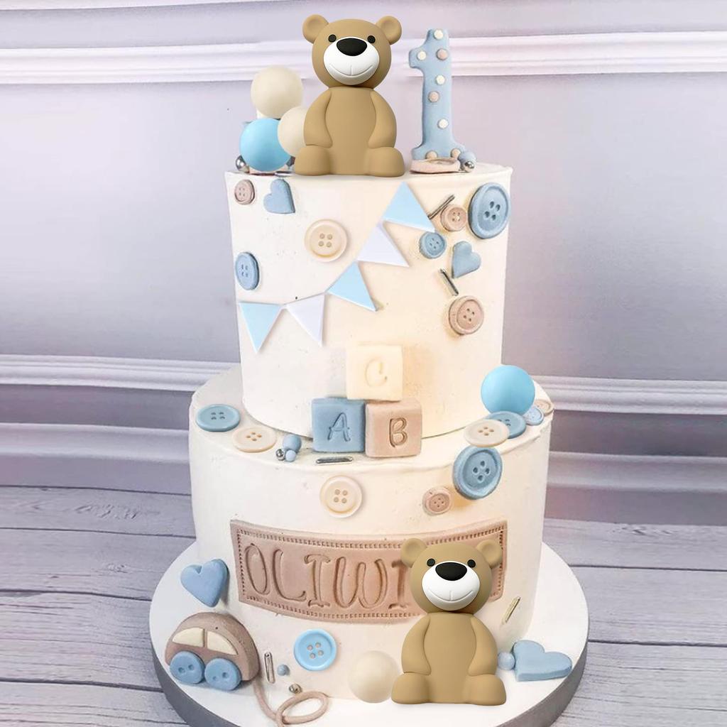 33Pcs Balls Cake Decorations 3D Bear Balls Cake Toppers for Boy Girl Baby Shower Birthday Gender Reveal Wedding Party Supplies