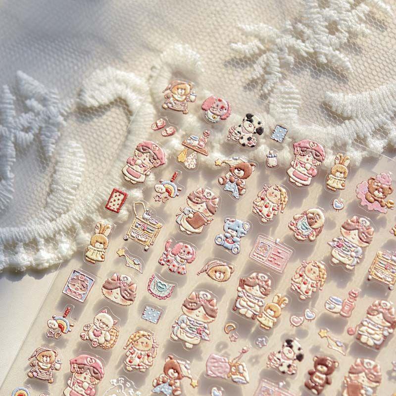 

Nurse Kitty Nail Sticker New Arrival 5D Relief 3D Kids Cute Pet Nail Sticker Decoration Little Nurse Cat 4813