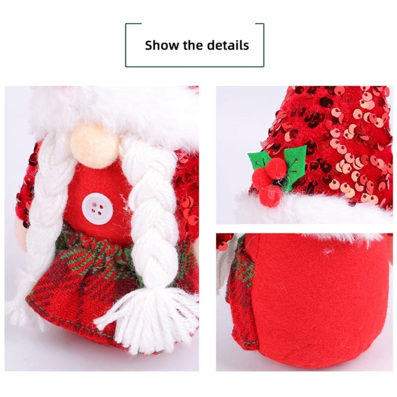 Christmas Sequins Pointed Hat Gnomes Decoration with Sand Filled Base Sparkling Sequins Hat Gnomes Tabletop Ornament