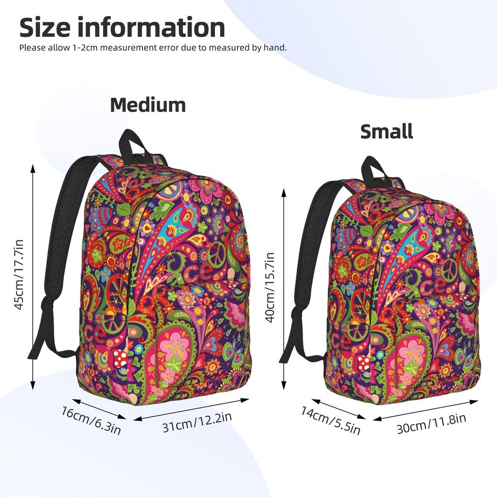 Peace Foral Love Pattern Teenage Backpack Durable Student Hiking Travel  Daypack for Men Women Laptop Shoulder Bag