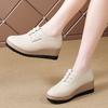 Women Square Toe Thick Soled Shoes with Lace Up Leather Solid Color Crawling Shoes Women Derby Shoes Fashionable Big Size 43